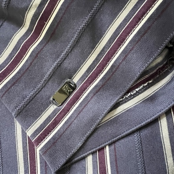 Tiger Woods Collection Polo Shirt Purple Burgundy Striped Nike Dry Fit Size L - Picture 6 of 10